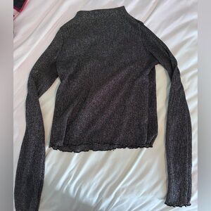Zara Trafaluc Textured Black and Silver Long Sleeve